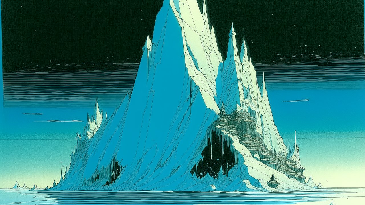 Futuristic Ice Mountain Cityscape