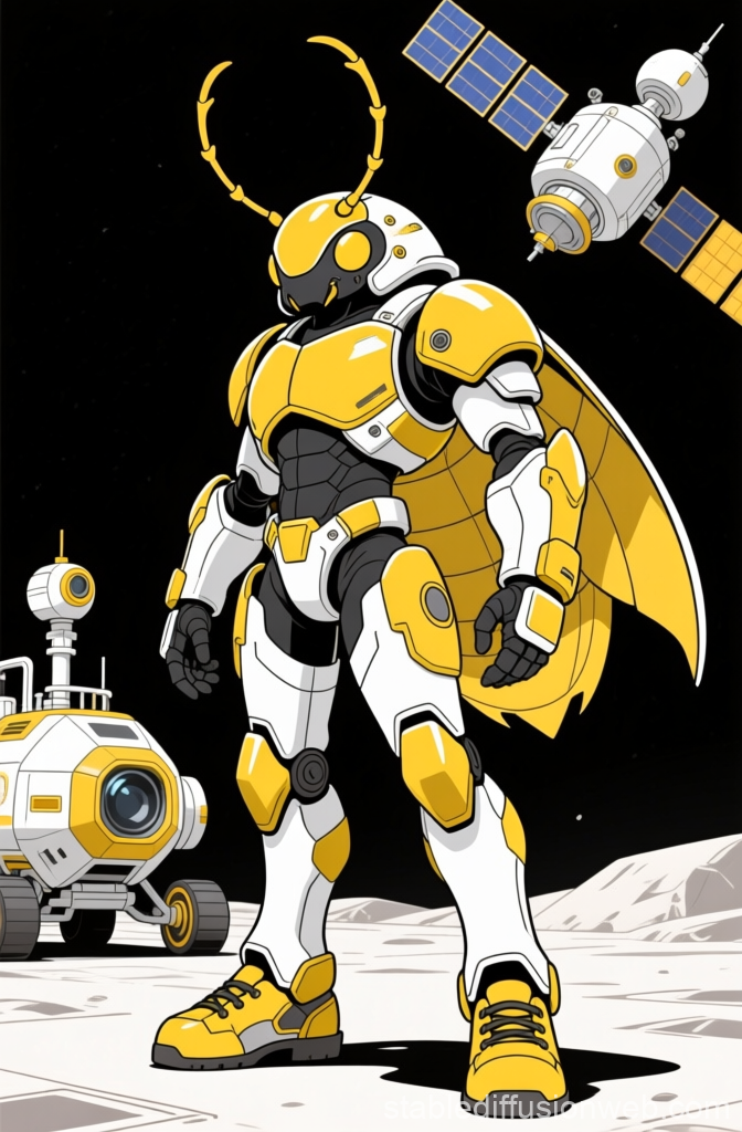 Futuristic Insectoid Robot in Space Landscape