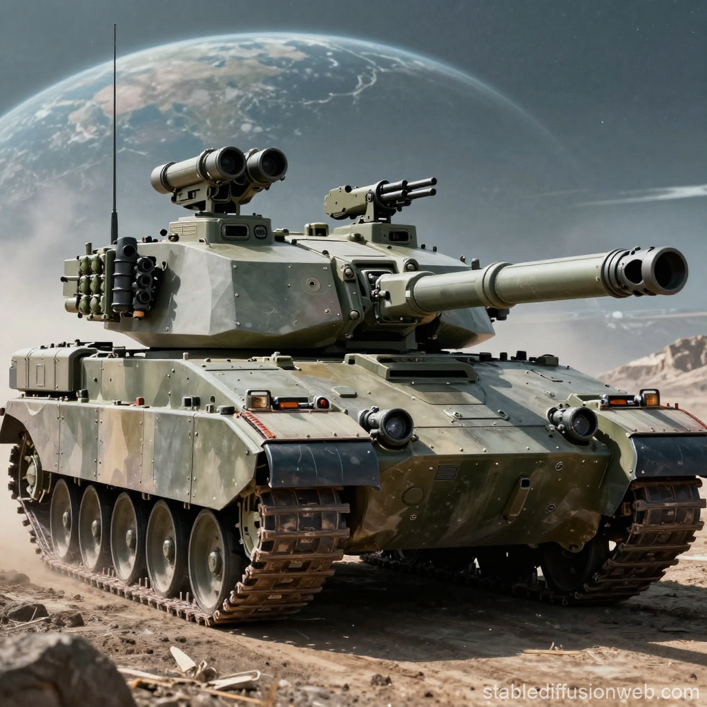 Futuristic Main Battle Tank on Alien Terrain
