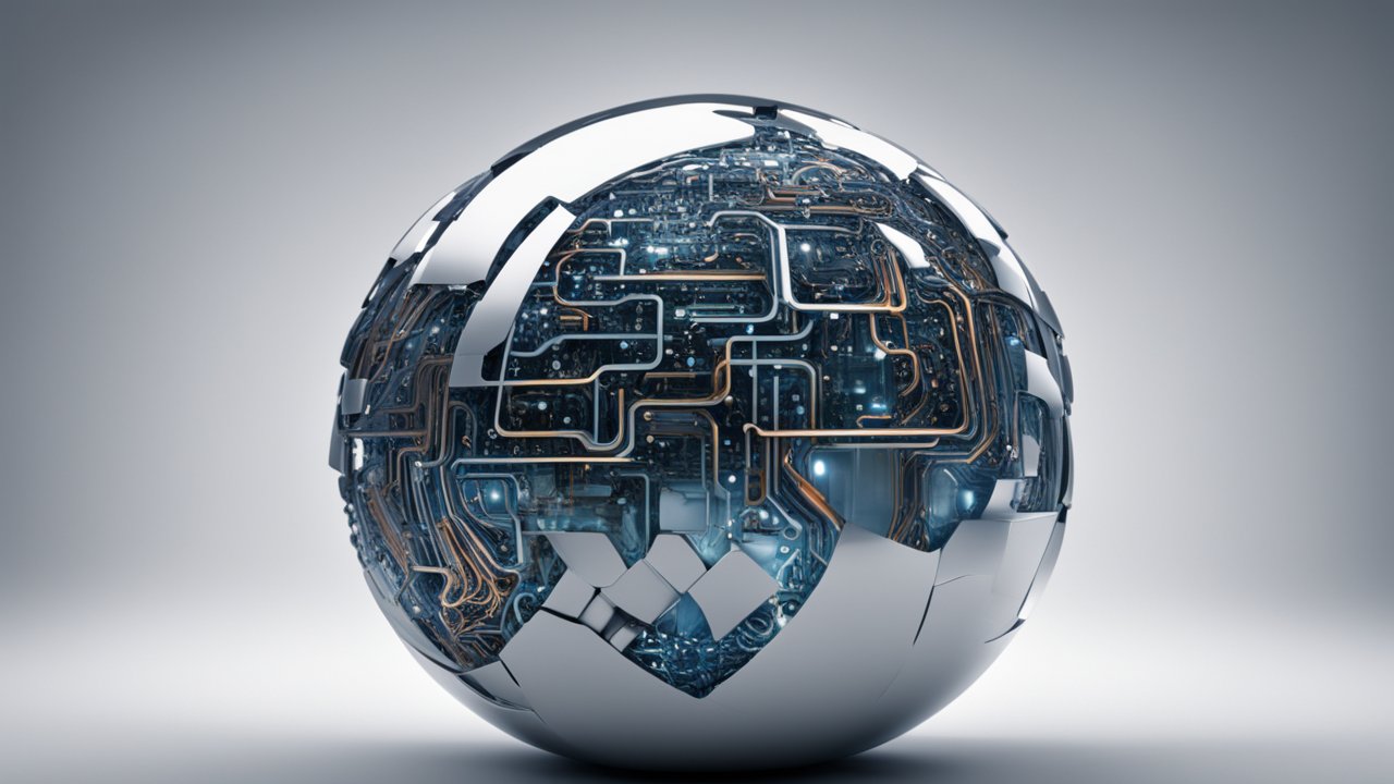 Futuristic Metallic Sphere with Intricate Circuitry