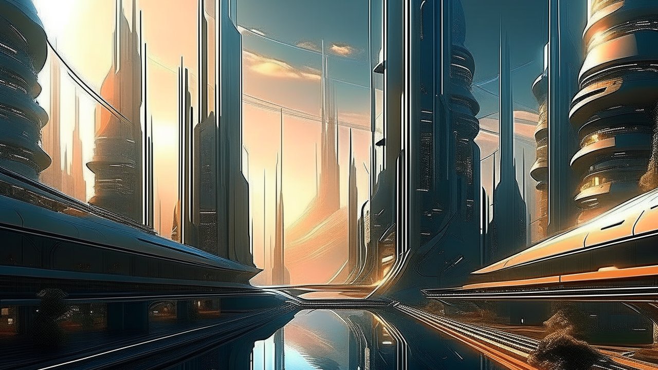 Futuristic Metropolis at Sunrise
