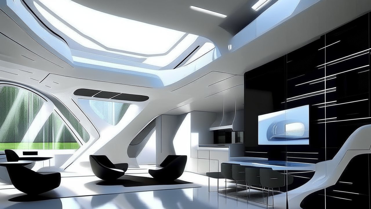 Futuristic Minimalist Interior with Sleek Design