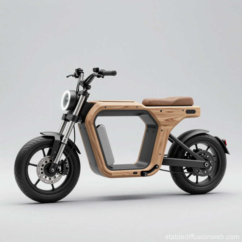 Futuristic Modular Electric Moped with Wooden Frame