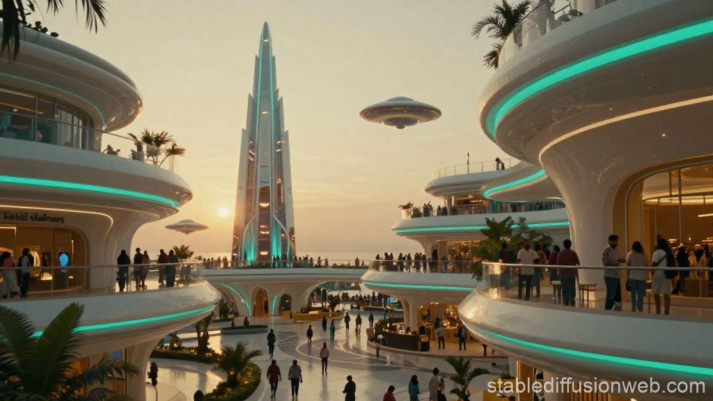 Futuristic Mumbai Shopping Center at Sunset