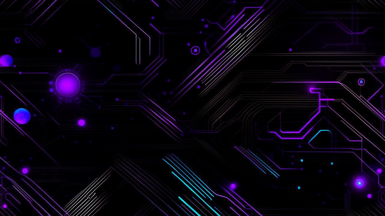 Futuristic Neon Circuitry on Black Background