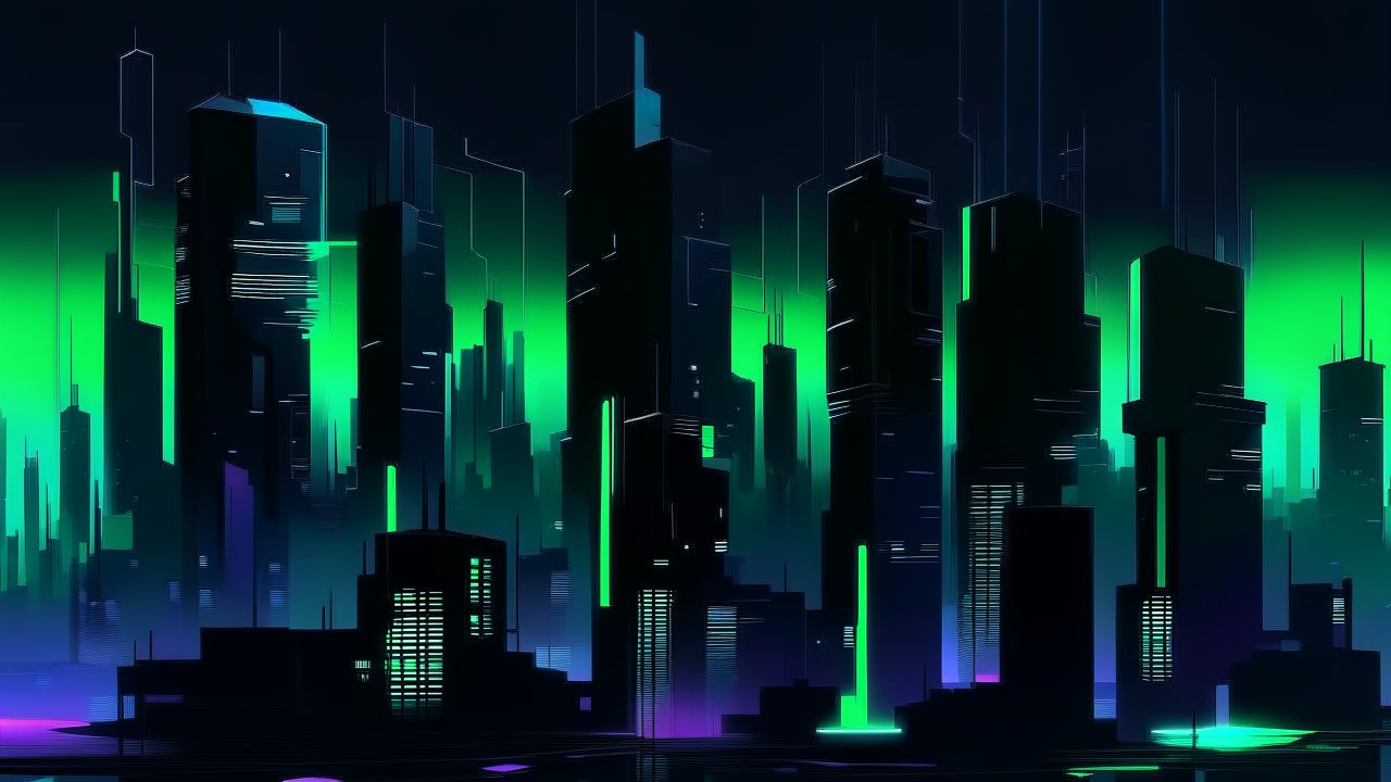 Futuristic Neon Cityscape at Night