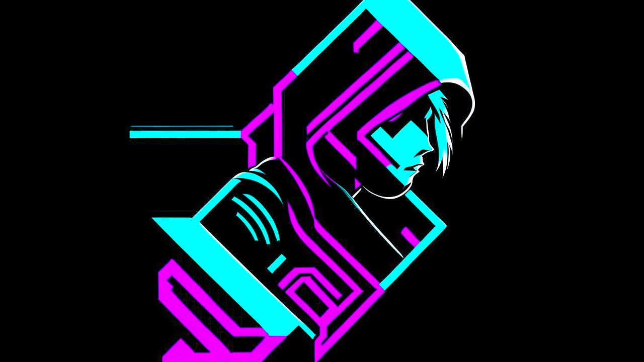 Futuristic Neon Hooded Figure in Cyber Style