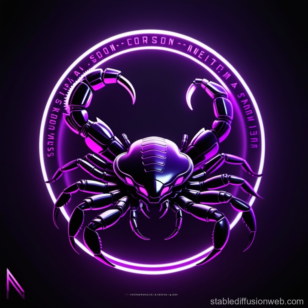 Futuristic Neon Scorpion with Glowing Purple Aura