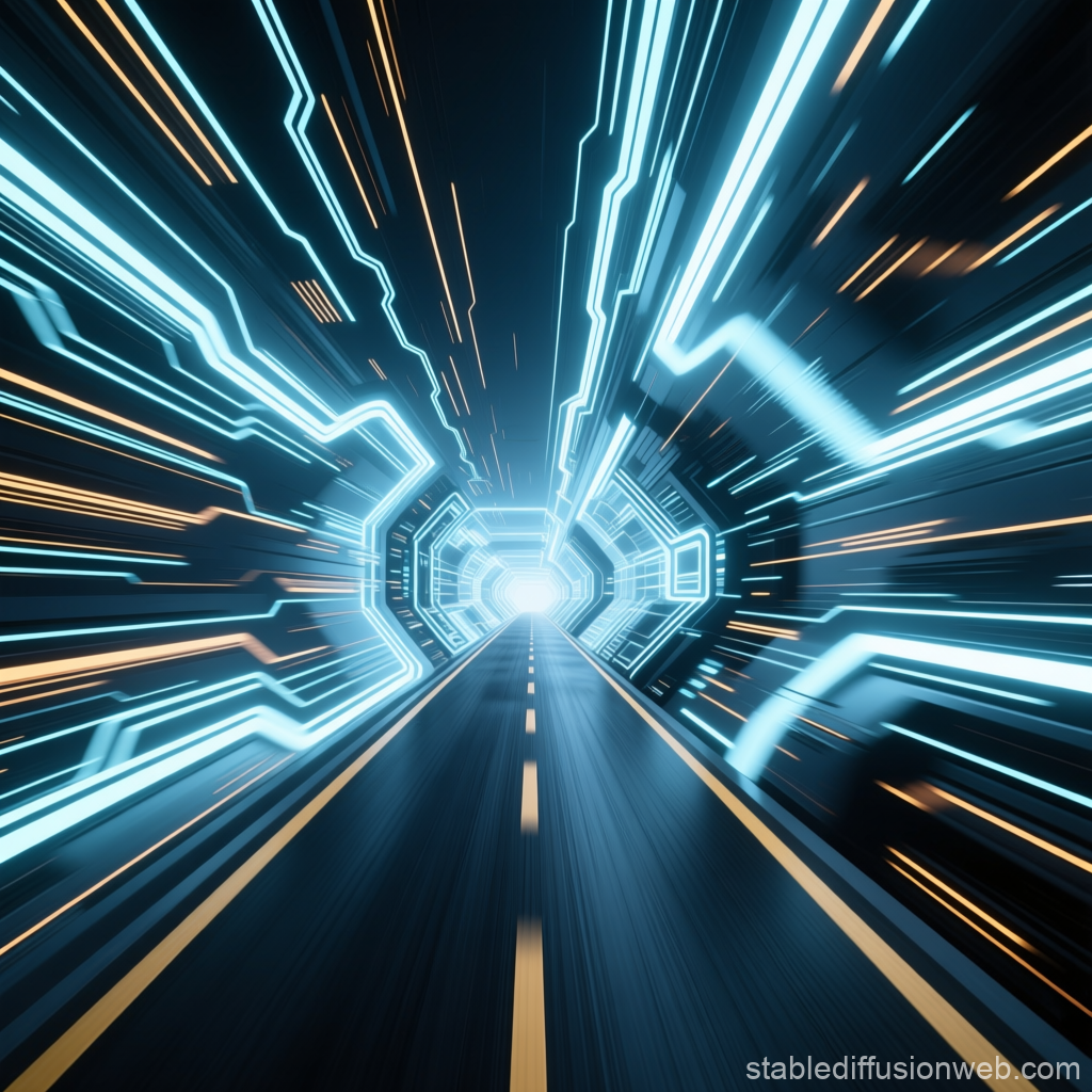Futuristic Neon Tunnel with Light Trails