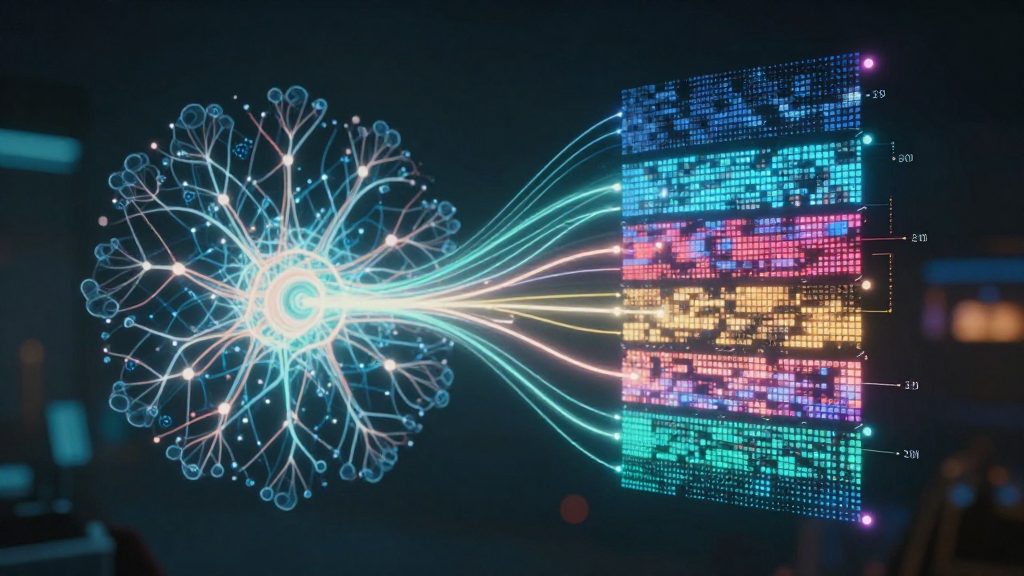 Futuristic Neural Network Data Encoding Visualization