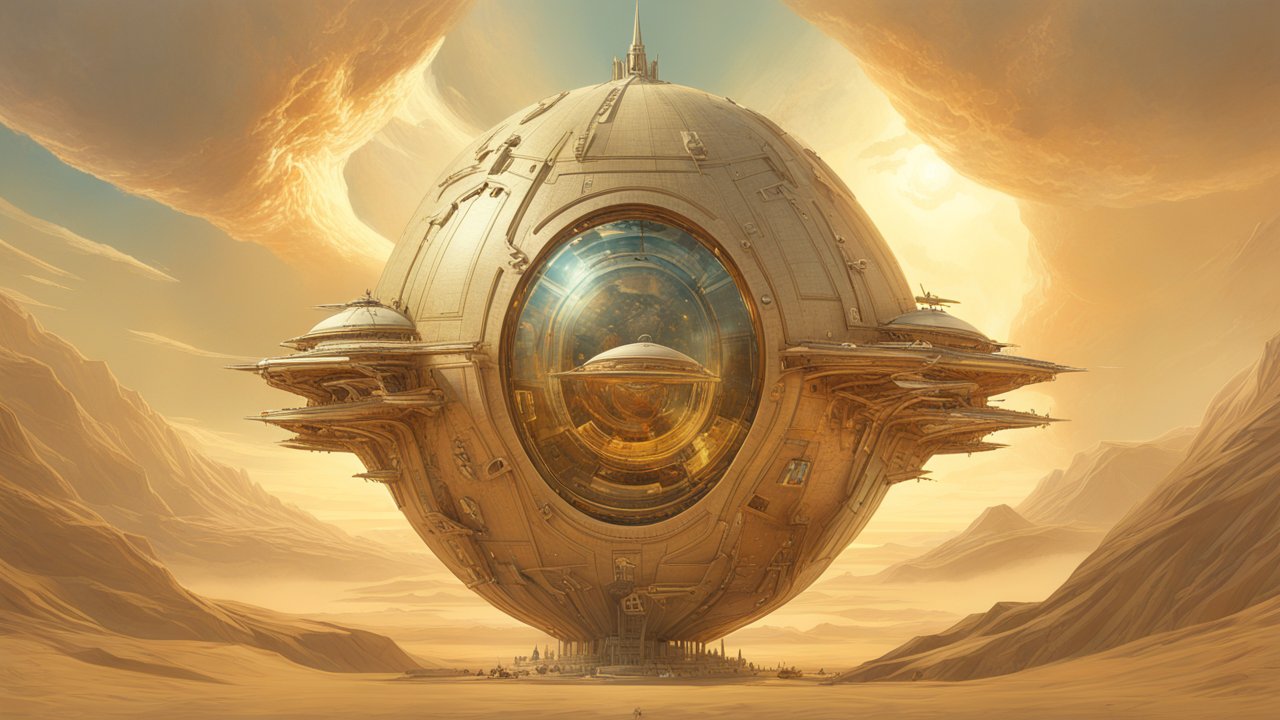 Futuristic Orbital Structure in Desert Landscape