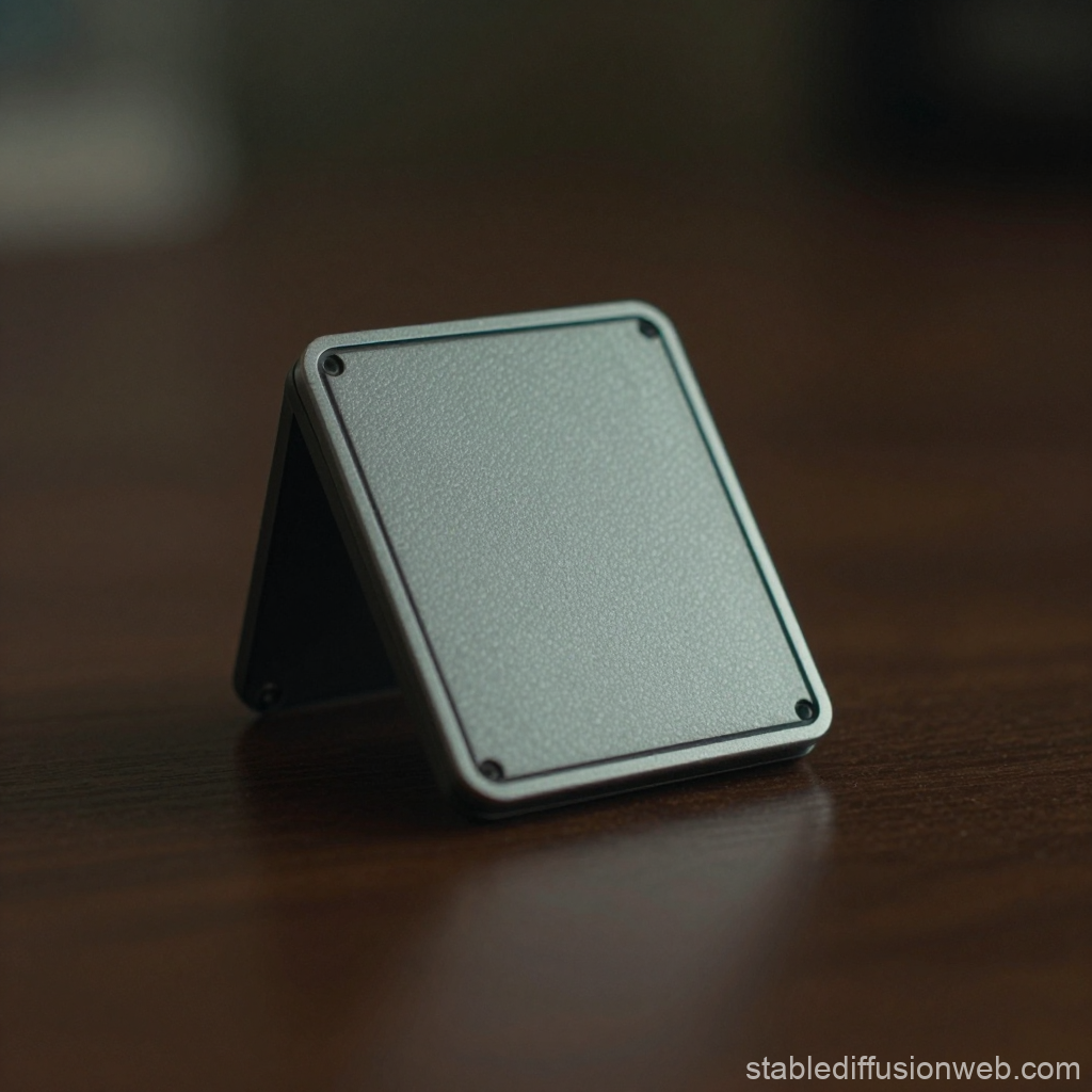 Futuristic Pocket Magnet Device on Wooden Surface