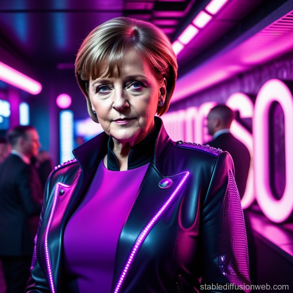 Futuristic Portrait of a Woman in Neon-Lit Setting