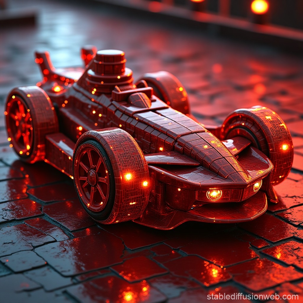 Futuristic Red Racing Car with Glowing Lights