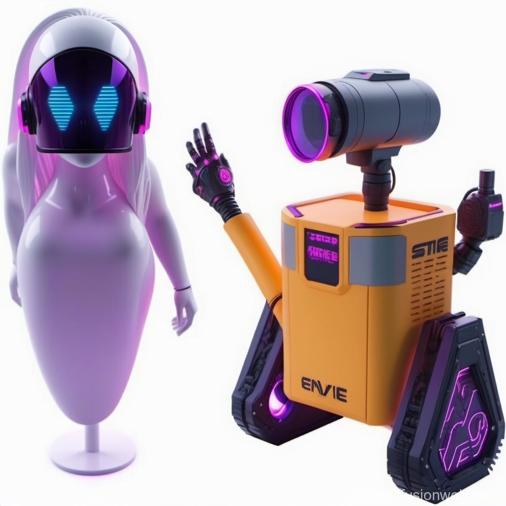 Futuristic Robot and Android with Neon Accents