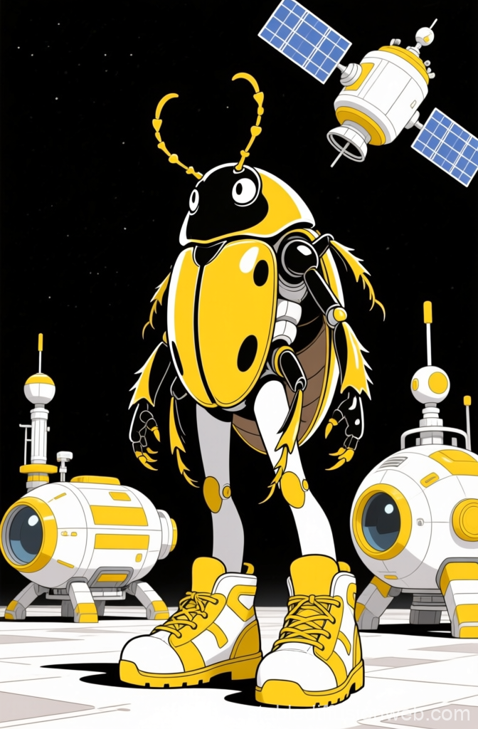 Futuristic Robotic Beetle with Space Satellites