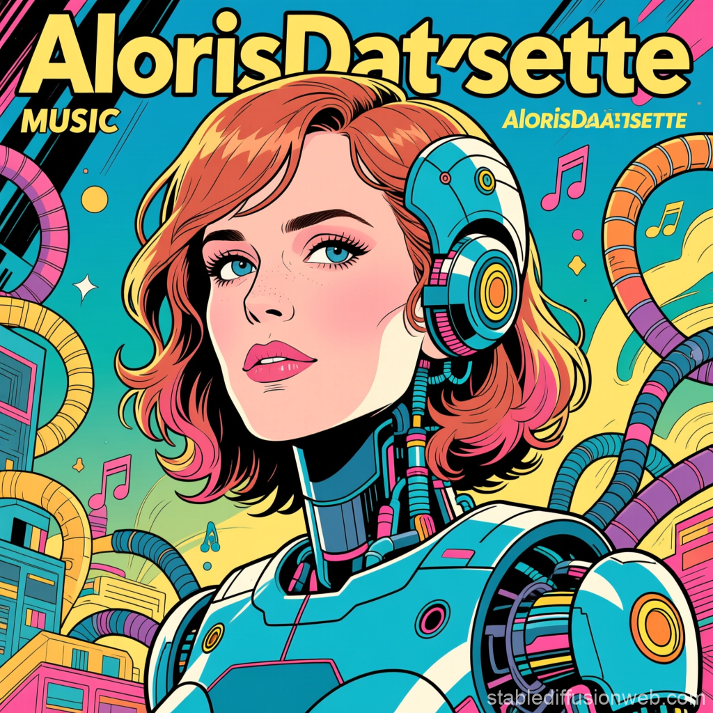 Futuristic Robotic Woman with Music Theme