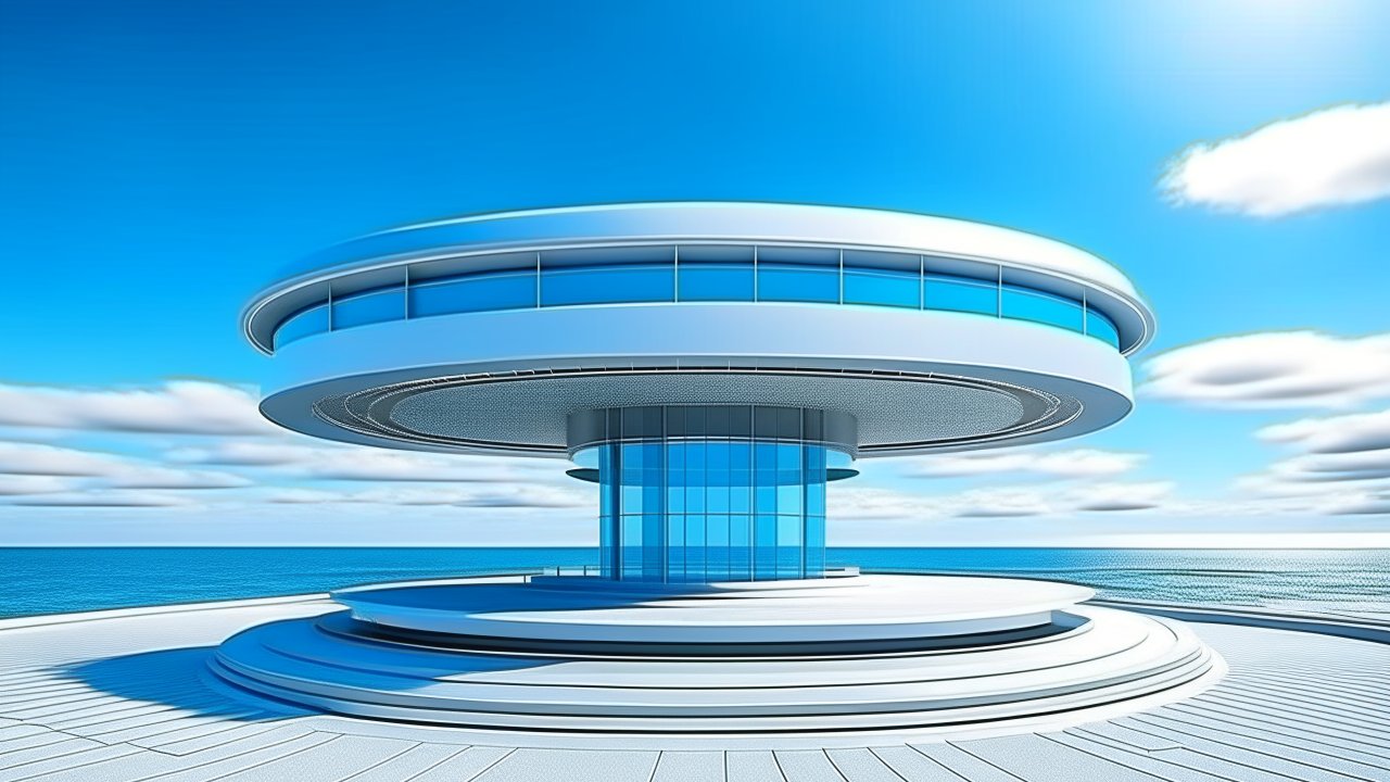Futuristic Round Base by the Ocean