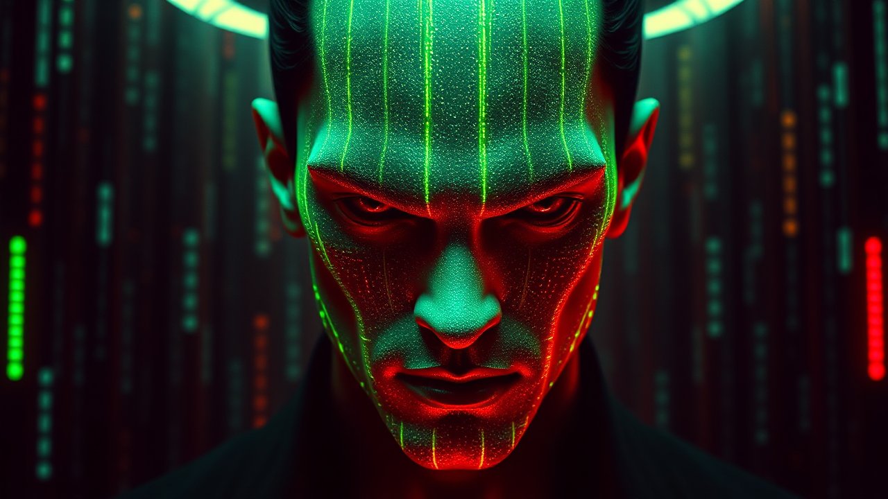 Futuristic Sci-Fi Avatar with Neon Matrix Lines