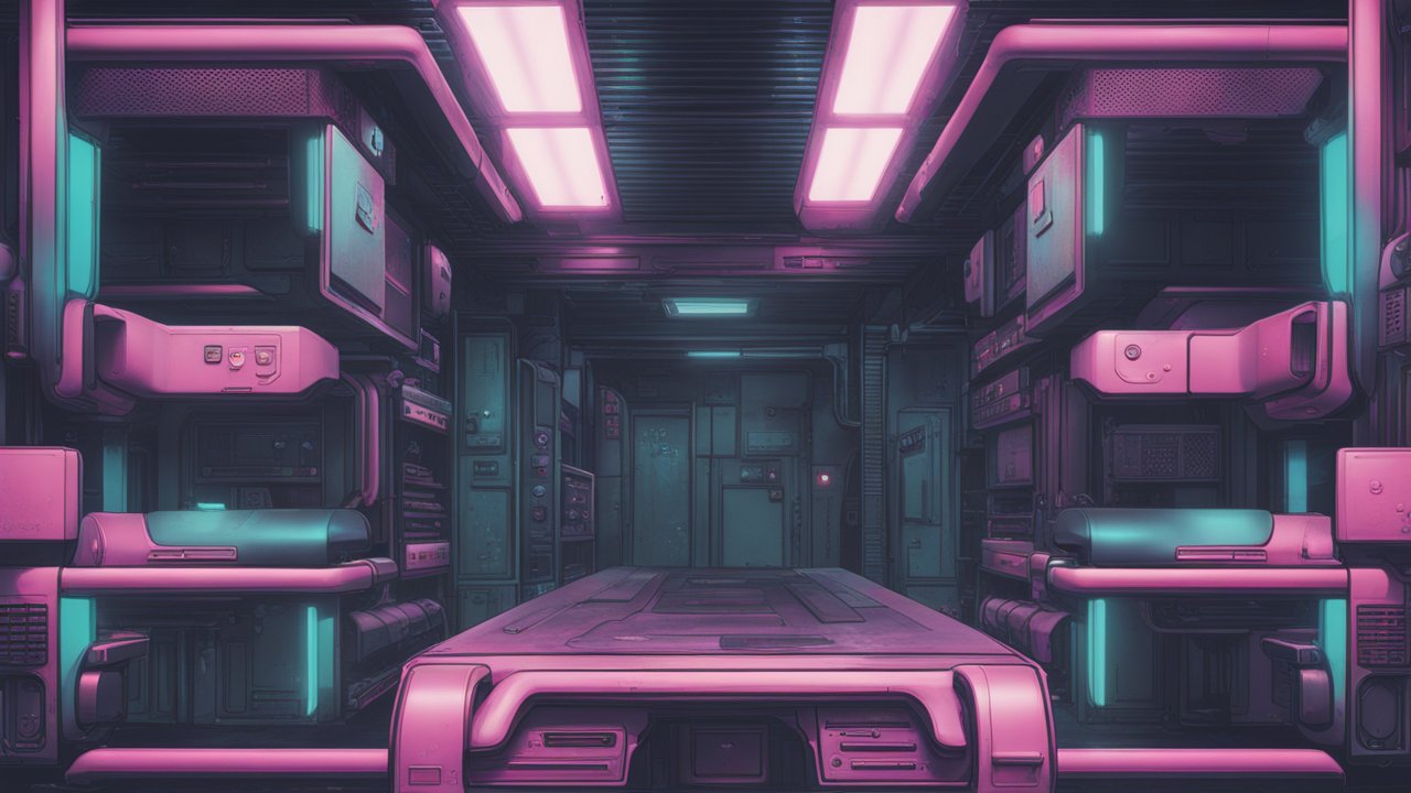 Futuristic Sci-Fi Interior with Neon Lighting