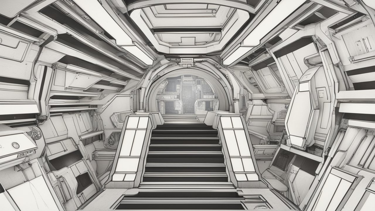 Futuristic Sci-Fi Staircase Interior