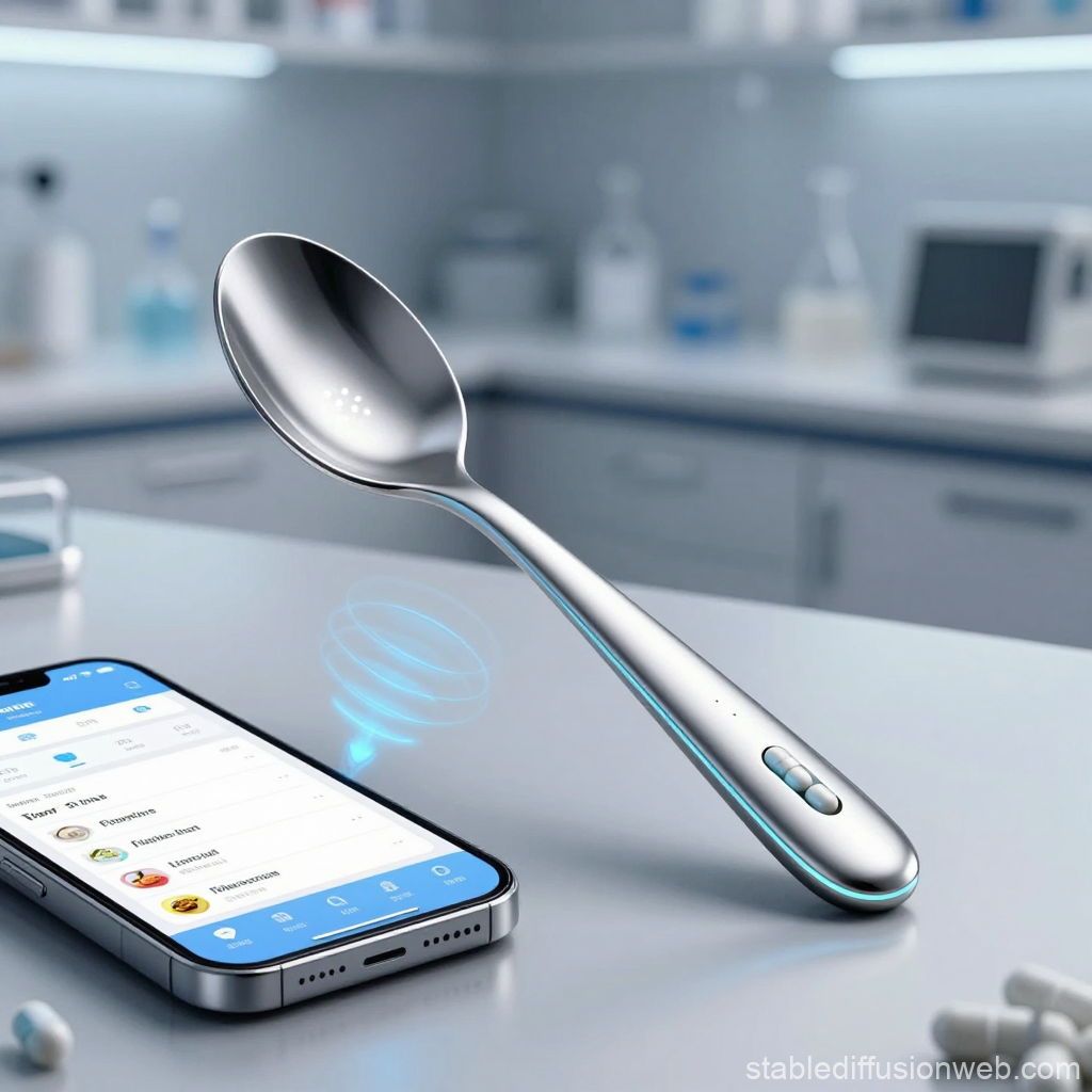 Futuristic Smart Spoon with Mobile App Integration