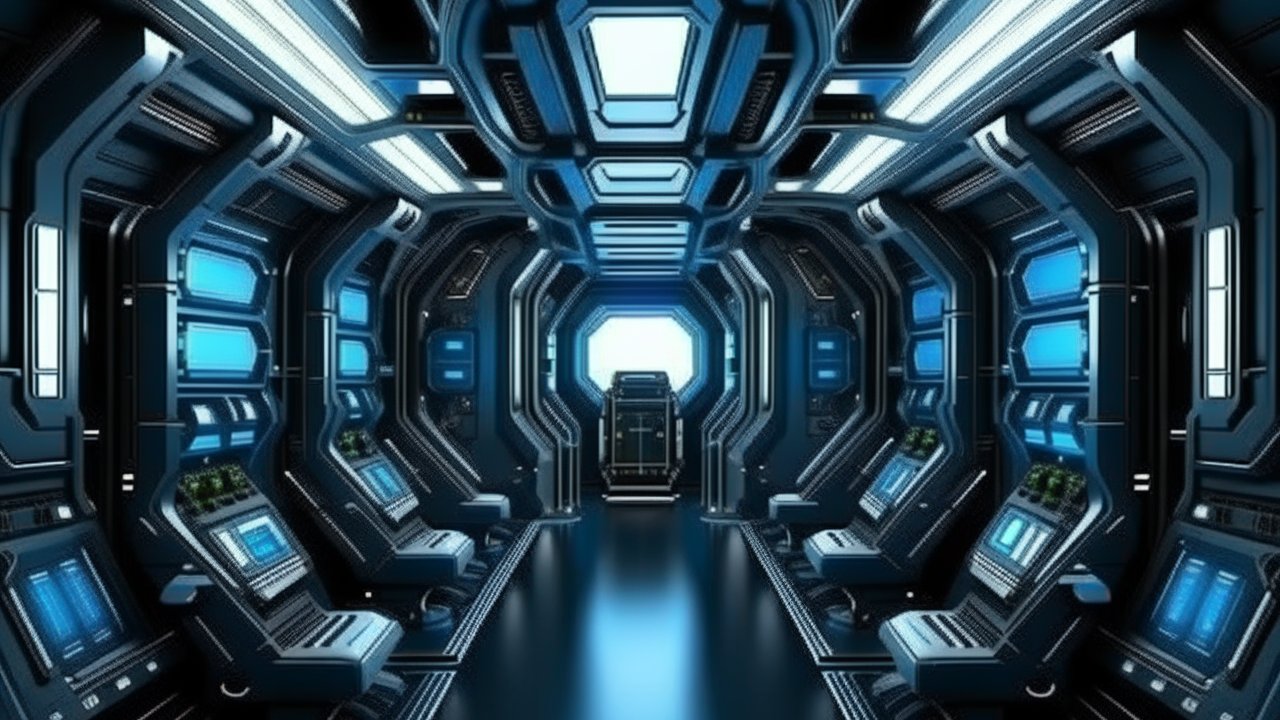 Futuristic Space Engine Room Interior