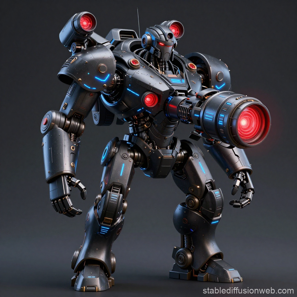 Futuristic Space Mining Robot with Advanced Laser Cannon