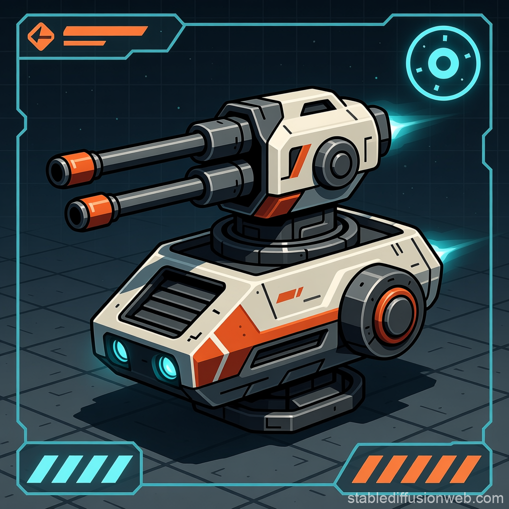 Futuristic Space Ship Turret in Sci-Fi Style