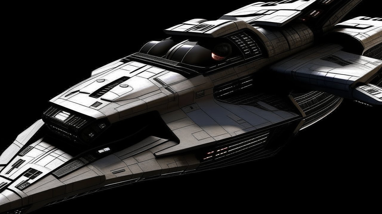Futuristic Space Superiority Fighter in Dark Space