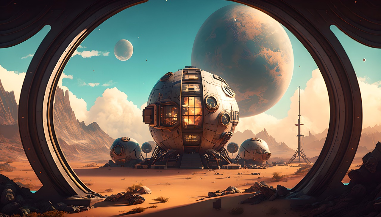 Futuristic Spherical Habitat on Alien Desert Planet