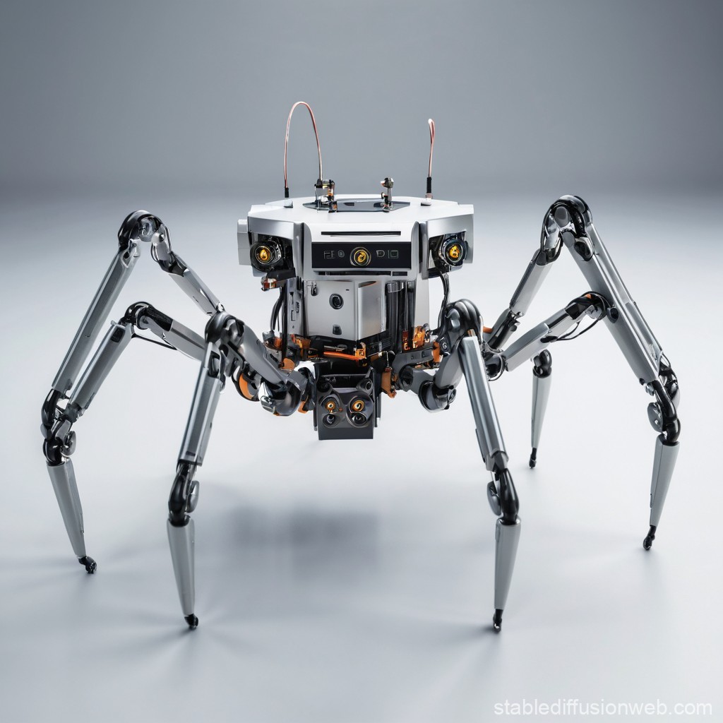 Futuristic Spider-Like Robot with Metallic Legs