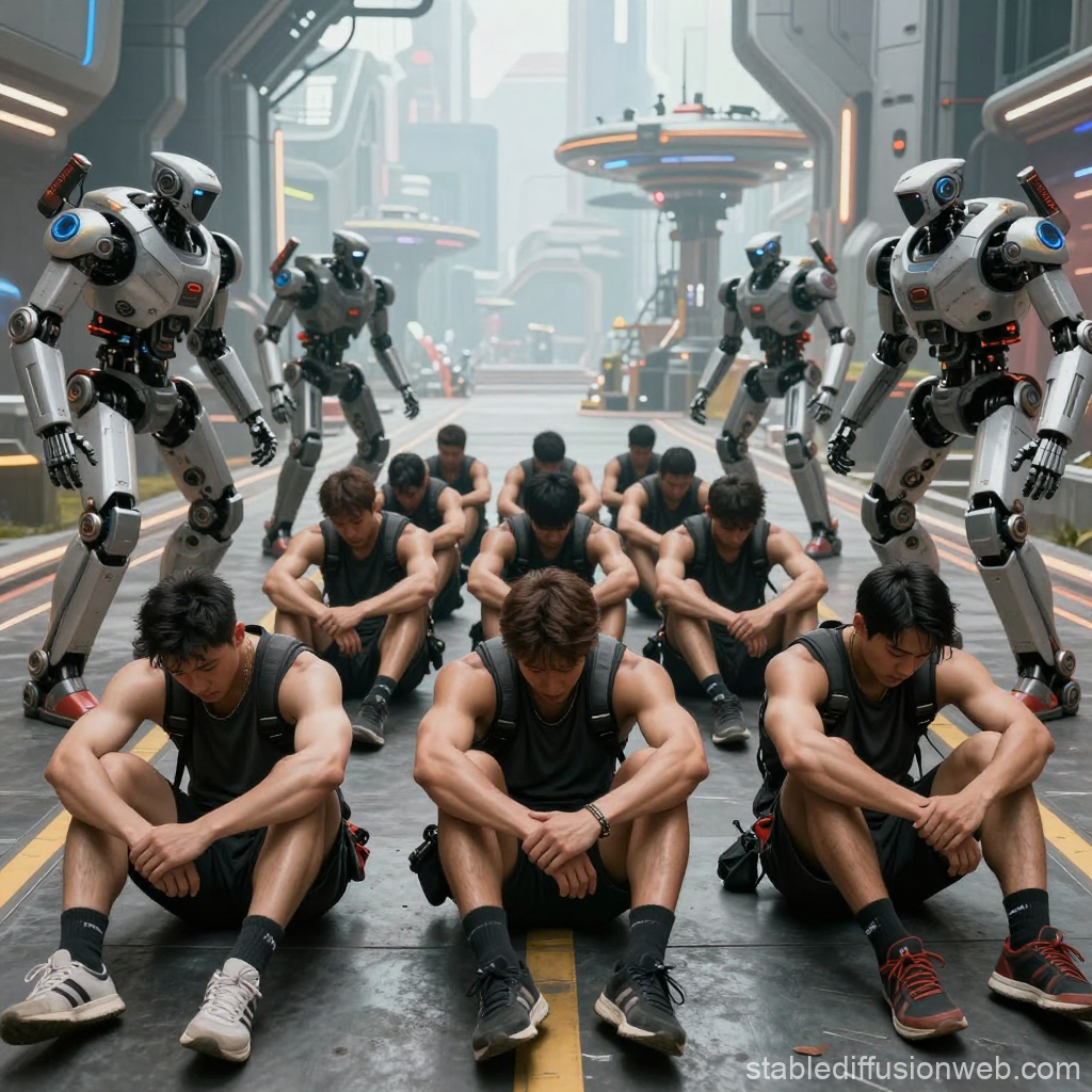 Futuristic Sport Team Defeated by Robots in Sci-Fi City