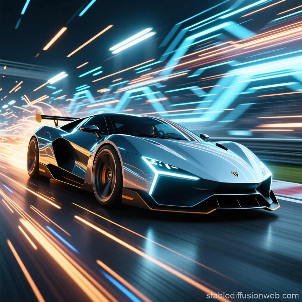Futuristic Sports Car Racing at High Speed