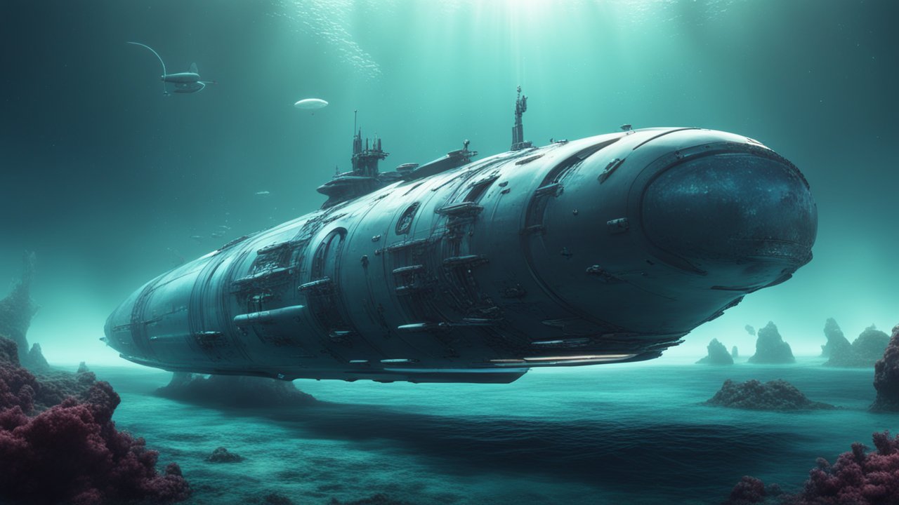 Futuristic Submarine Exploring the Ocean Depths