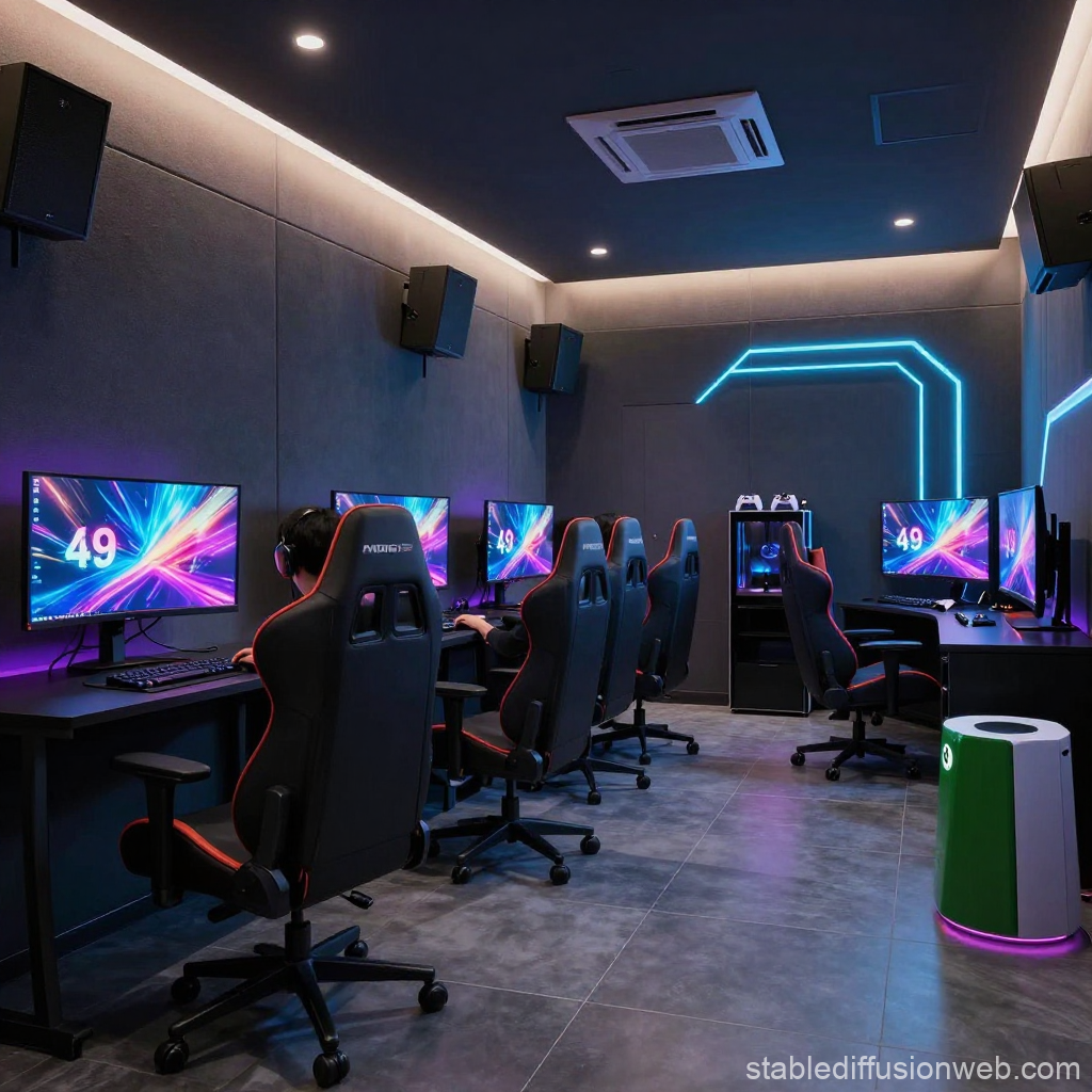 Futuristic VIP Gaming Lounge with Neon Accents