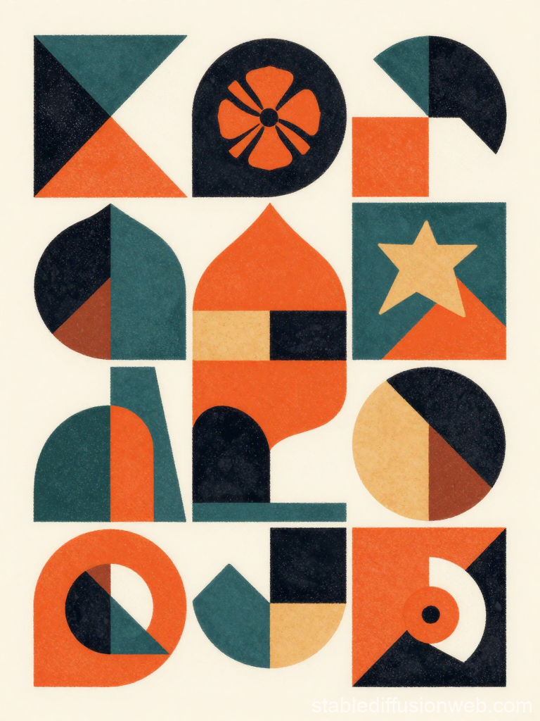 Geometric Abstract Shapes in Warm Tones