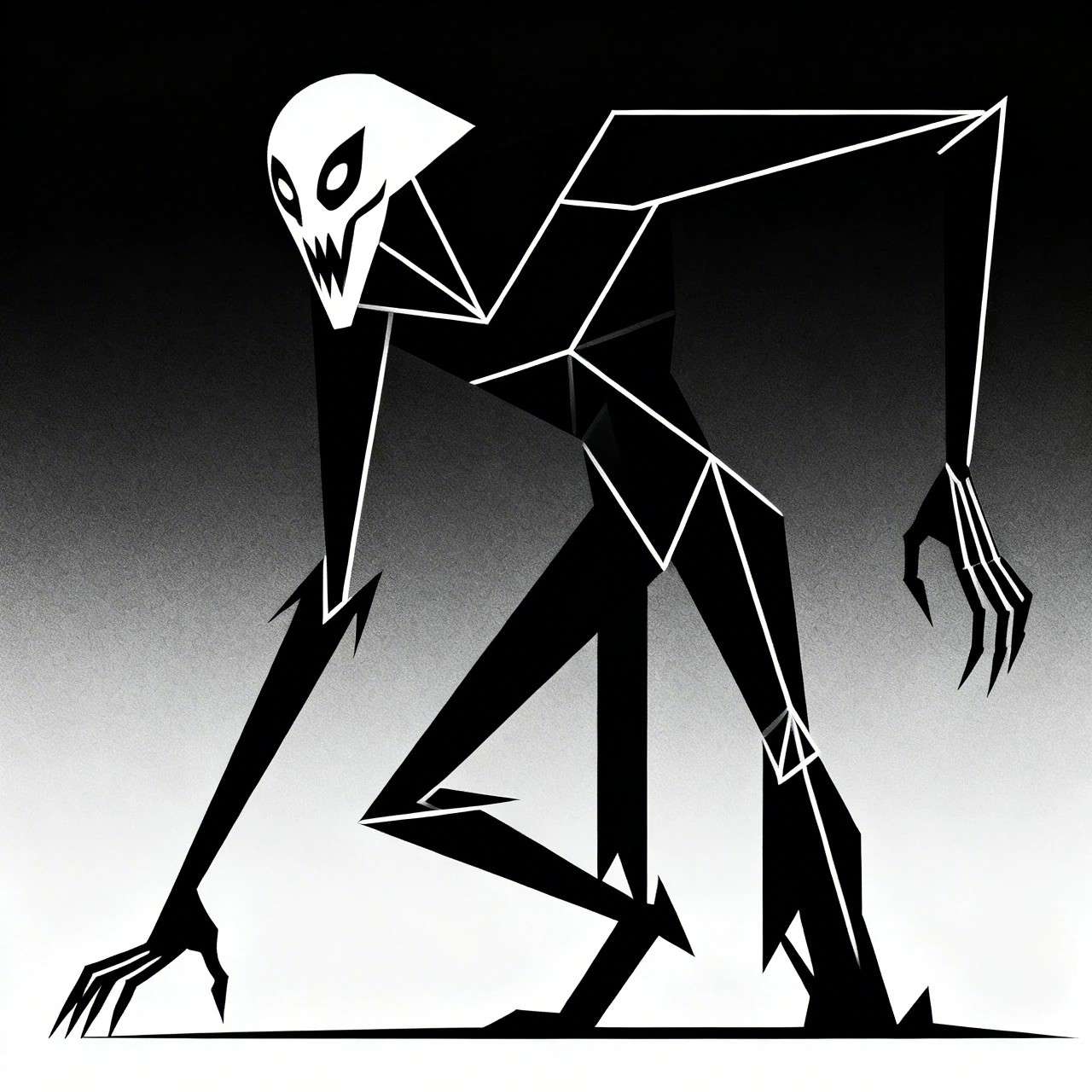 Geometric Creepy Creature with Sharp Claws