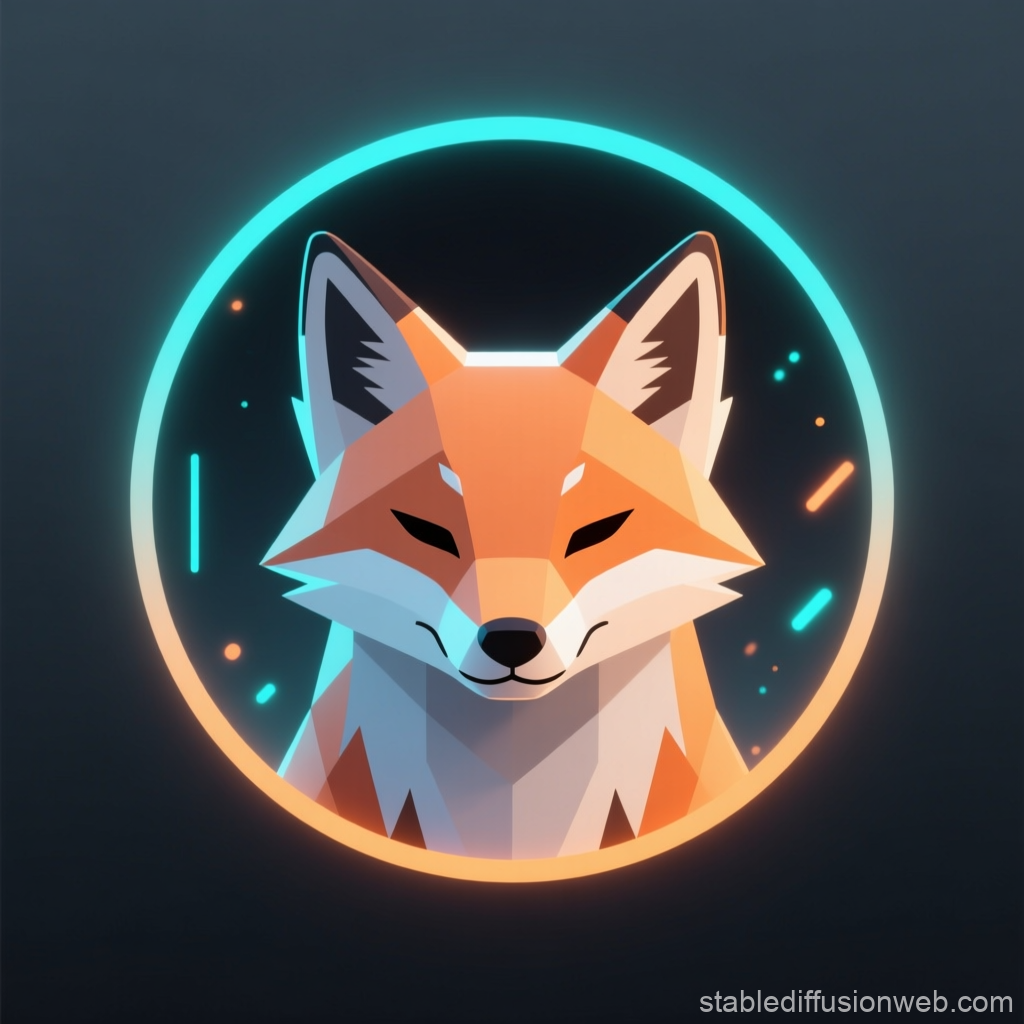 Geometric Fox with Neon Halo