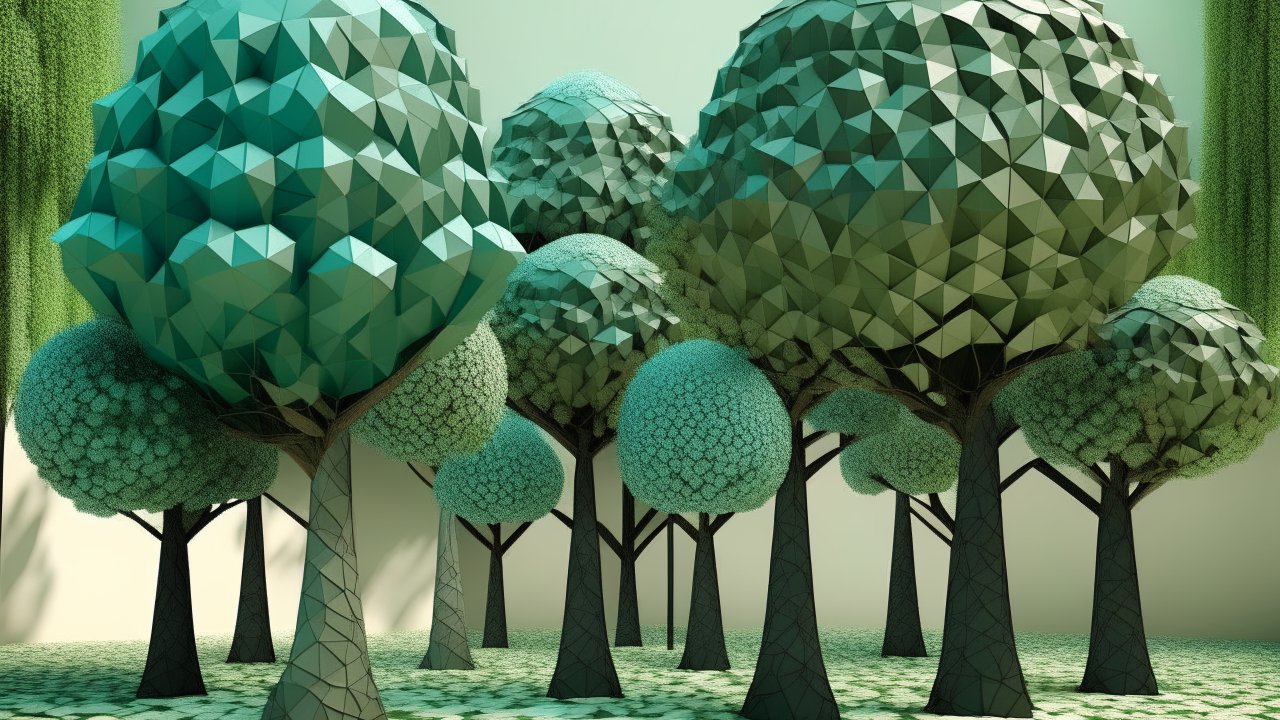 Geometric Low-Poly Forest Scene