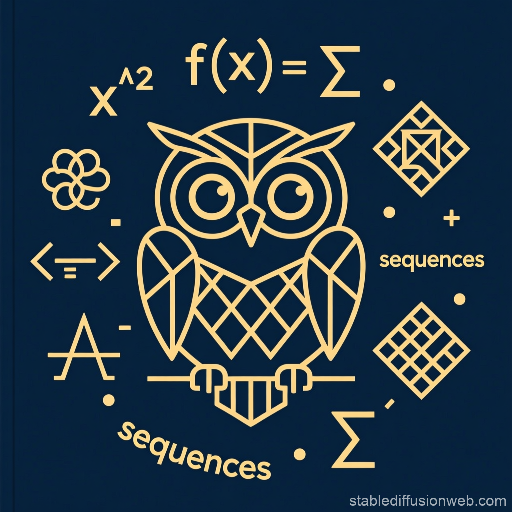 Geometric Owl with Mathematical Symbols