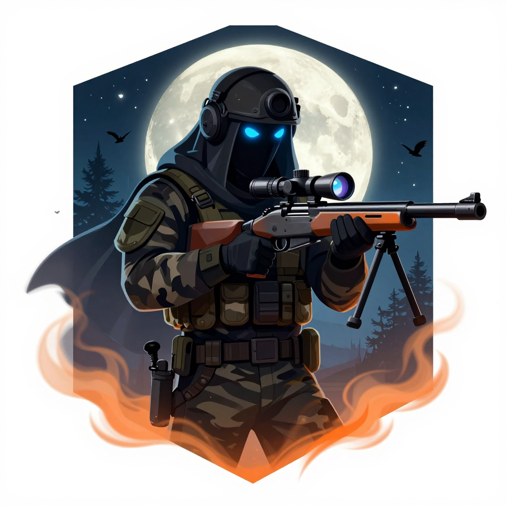Ghost Sniper Esport Logo with Moonlit Background