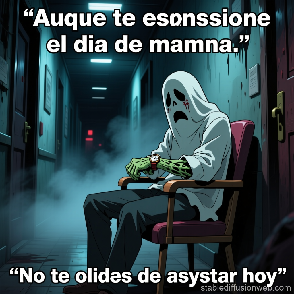 Ghost Waiter Meme in Dark Hallway