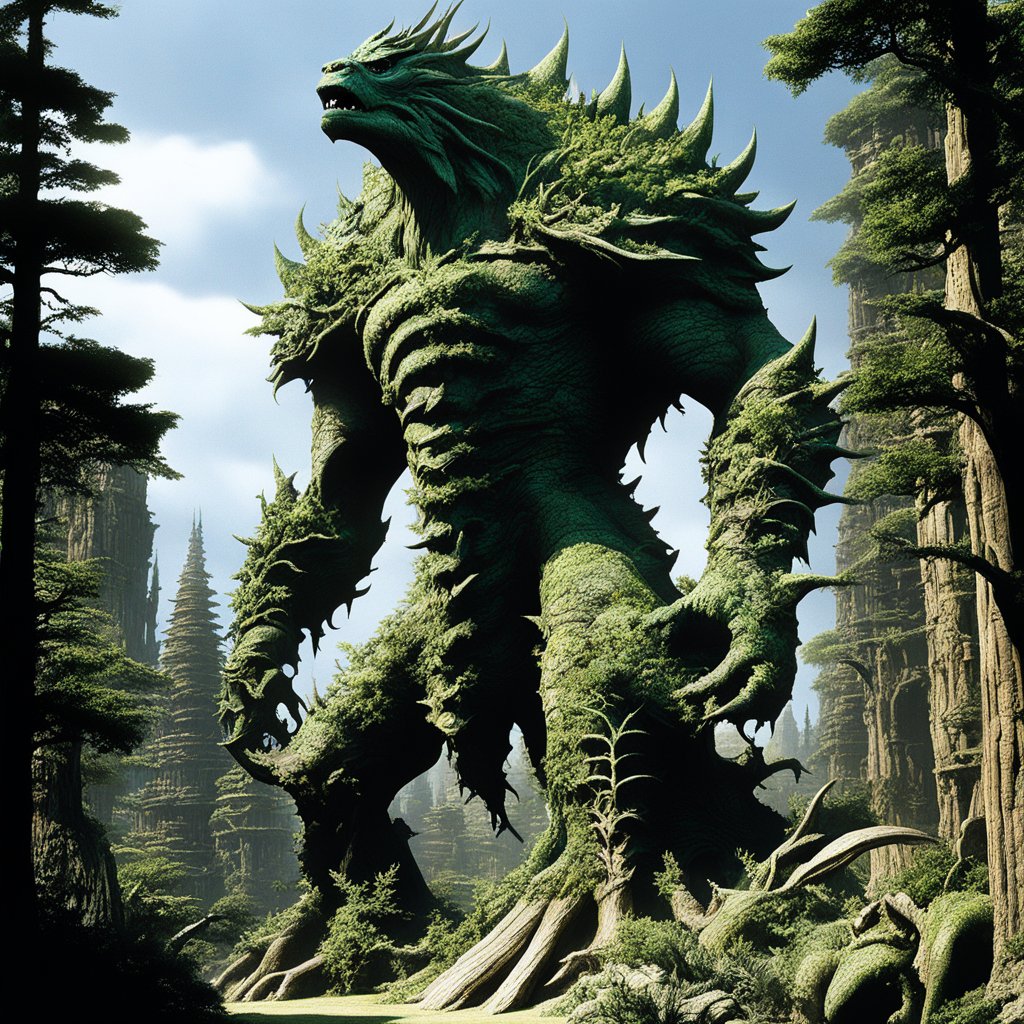 Giant Forest Beast Covered in Moss and Foliage