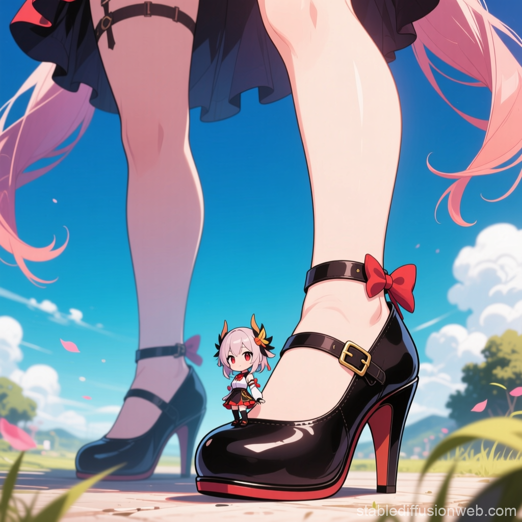 Giantess and Tiny Character in Stylish Heels