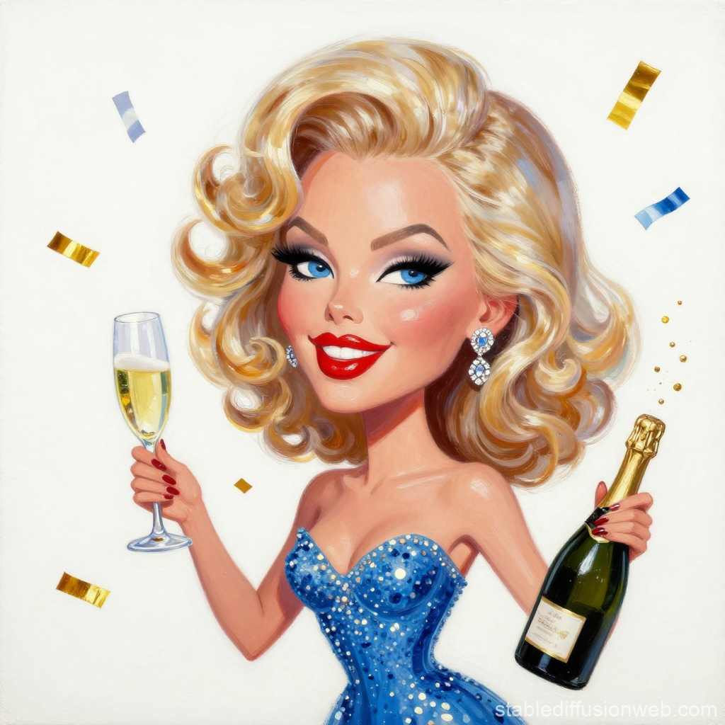 Glamorous Blonde Woman Celebrating with Champagne