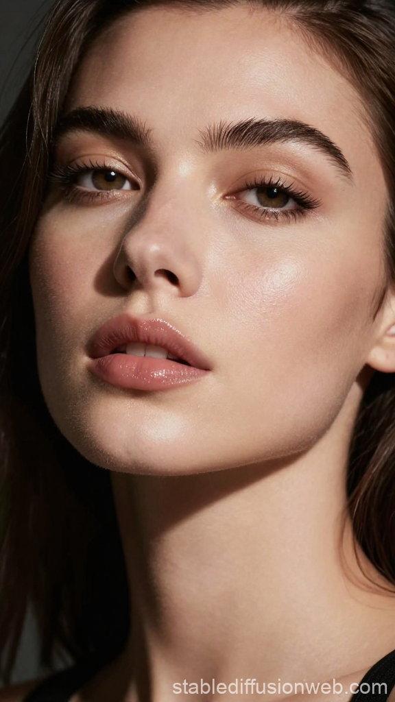 Glamorous European Woman Close-Up Portrait