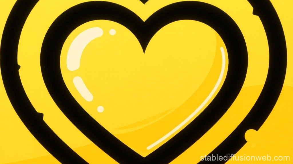 Glossy Yellow Heart Vector Wallpaper