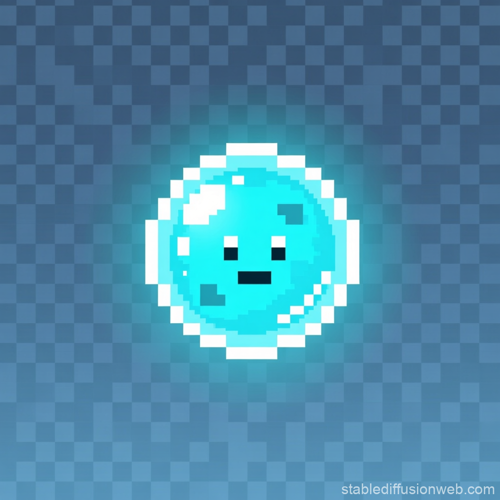Glowing Cyan Bioluminescent Pixel Bubble