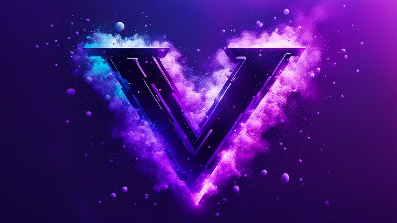 Glowing Cyberpunk Letter V Logo with Neon Smoke